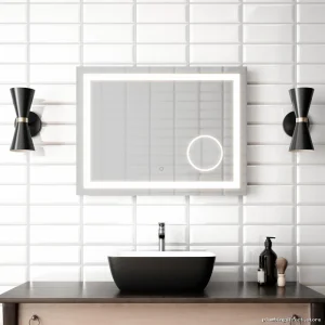 Full-Size Illuminated Touch-Switch LED Vanity Mirror with Magnification