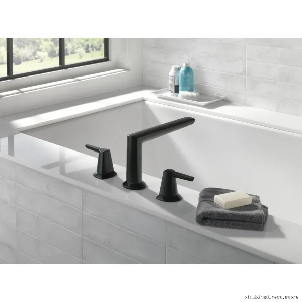 Premium Matte Black 3-Hole Roman Tub Faucet Trim - Galeon T2771-BL Delta - Image 3