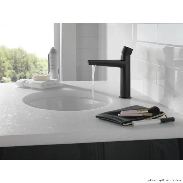 Galeon Matte Black Pop-Up Drain Single-Hole Bathroom Faucet 573-BLMPU-DST Delta - Image 2