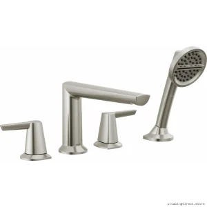 Galeon Lumicoat Stainless 4-Hole Roman Tub Faucet Trim w/ Hand Shower - T4771-SS-PR Delta