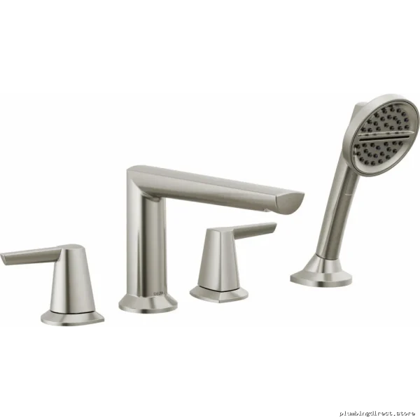 Galeon Lumicoat Stainless 4-Hole Roman Tub Faucet Trim w/ Hand Shower - T4771-SS-PR Delta
