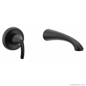 Matte Black Single-Handle Wall Mount Tub Filler Trim - Glyde Moen WT371BL