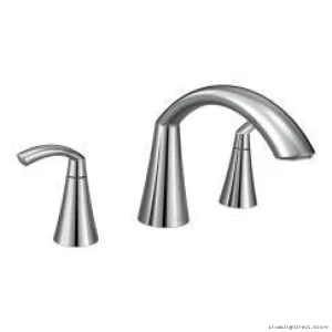 Glyde Roman Tub Faucet Trim Kit - Chrome Finish, Modern Roman Style Moen T373 Faucet Trim