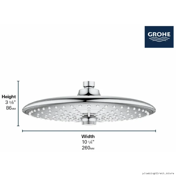 Grohe Tempesta 260 Chrome Shower Head - 3-Function High-Pressure Design - Image 3
