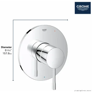 Grohe Pressure Balance Valve Trim with Brushed Cool Finish - Model 14472GN0