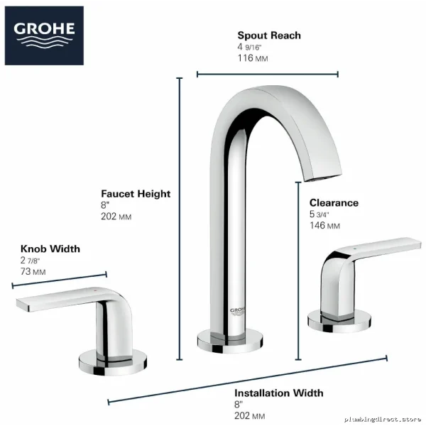 Modern Widespread Bathroom Faucet in Brushed Nickel Finish - Grohe 20597EN0 - Image 2