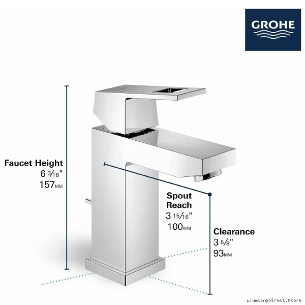 Grohe 23129GNA Single Hole Bathroom Faucet - Brushed Cool Sunrise Modern Design by Eurocube - Image 3