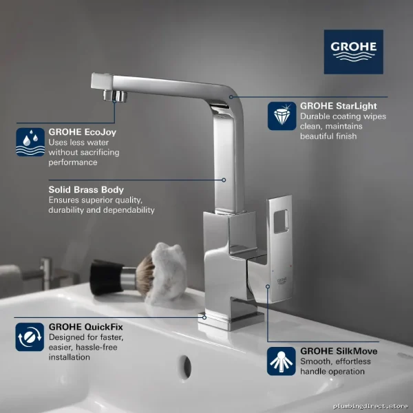 Grohe Brushed Cool Sunrise Centerset Bathroom Faucet 23184GNA - Image 2