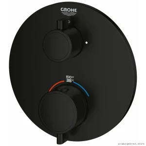 Geotherm Thermostatic Valve Trim with Built-in Diverter - MATTE BLACK 241332430 Grohe