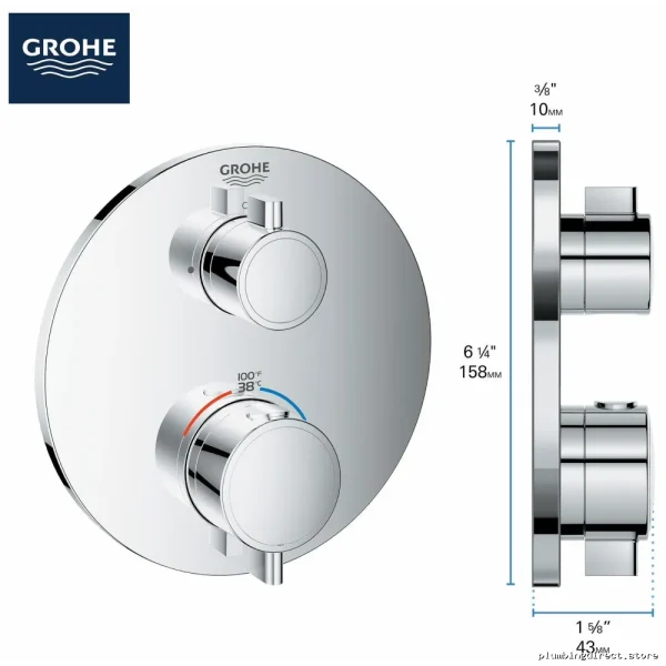 Geotherm Thermostatic Valve Trim with Built-in Diverter - MATTE BLACK 241332430 Grohe - Image 5