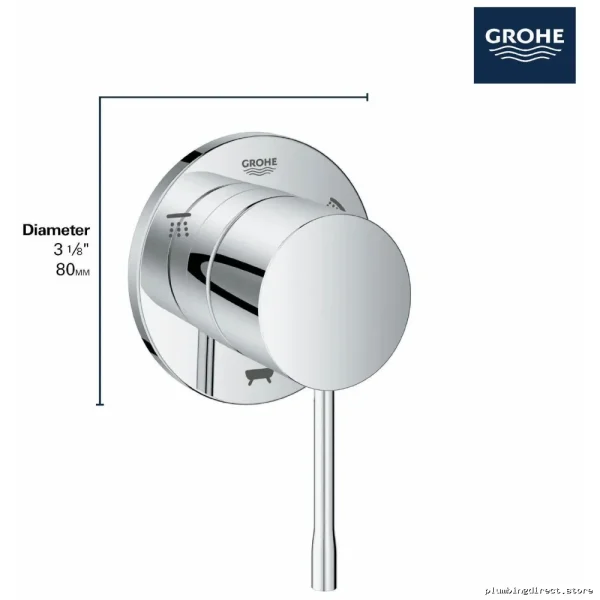 Grohe Brushed Cool Sunrise 3-Way Shower Diverter Trim 29203GN1 for Modern Bathrooms