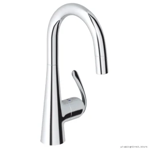 Grohe 32283000 Modern Kitchen Bar Faucet with Pull-Down Spray & Chrome Finish