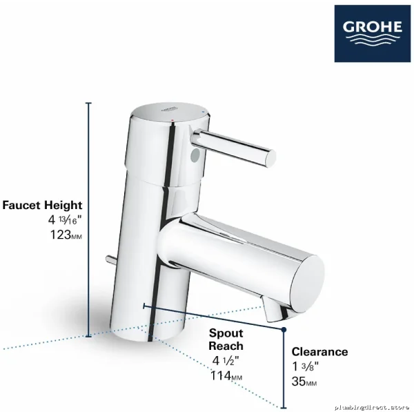 Grohe Concetto Chrome Single Hole Bathroom Sink Faucet - Modern Design 34702001 - Image 3