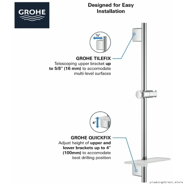 Grohe Rainshower 36 Adjustable Brushed Nickel Shower Slide Bar 26603EN0