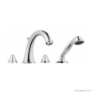 Grohe 4-Hole Roman Tub Faucet with Handheld Shower - Chrome Finish (Handle-Free Design) Model 25073000