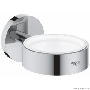 Grohe 40369001 Space-Saving Chrome Holder for Glass & Soap Dish