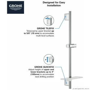 Grohe Rainshower 24 Chrome Adjustable Slide Rail for Showerhead Holder – Modern Bathroom Accessory