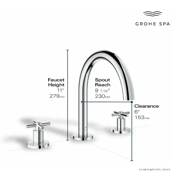 Grohe Atrio 3-Hole Roman Tub Filler Trim Brushed Nickel 25273EN0
