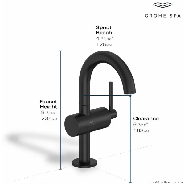 Grohe Atrio Single-Hole Brushed Nickel Bathroom Faucet - Space-Saving Design 24351EN0 - Image 2