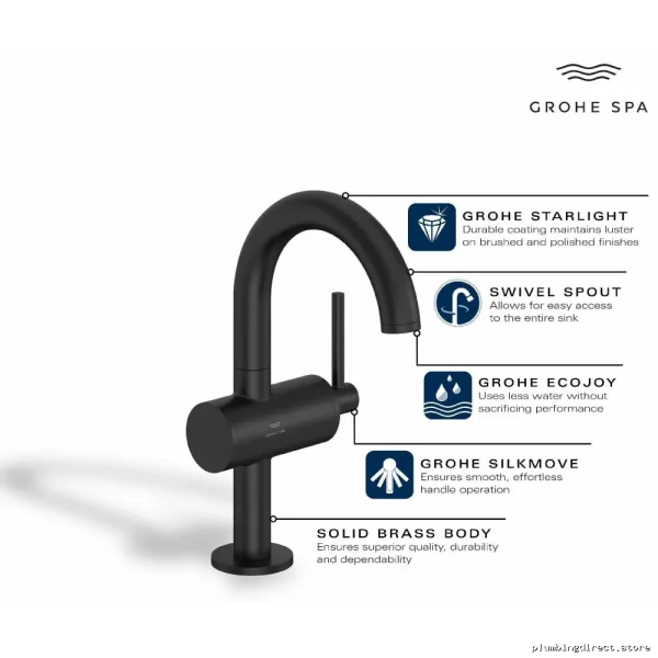 Grohe Atrio Chrome Single-Hole Bathroom Faucet - Modern Design