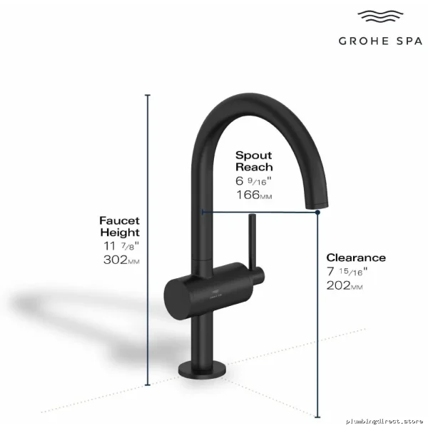 Atrio Single Hole Bathroom Faucet - MATTE BLACK 243502430 Grohe - Image 3