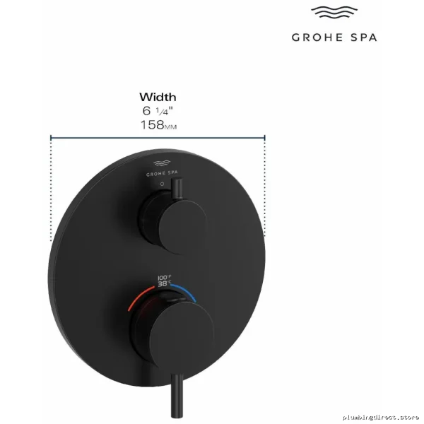 Grohe Atrio Matte Black Thermostatic Valve Trim with Built-In Diverter 243612430 - Image 2