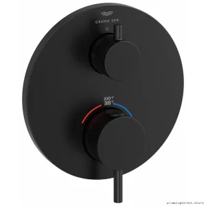 Grohe Atrio Matte Black Thermostatic Valve Trim with Built-In Diverter 243612430