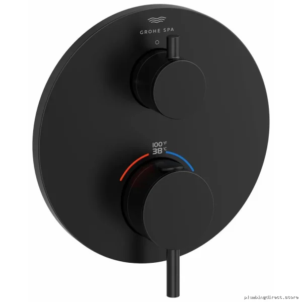 Grohe Atrio Matte Black Thermostatic Valve Trim with Built-In Diverter 243612430