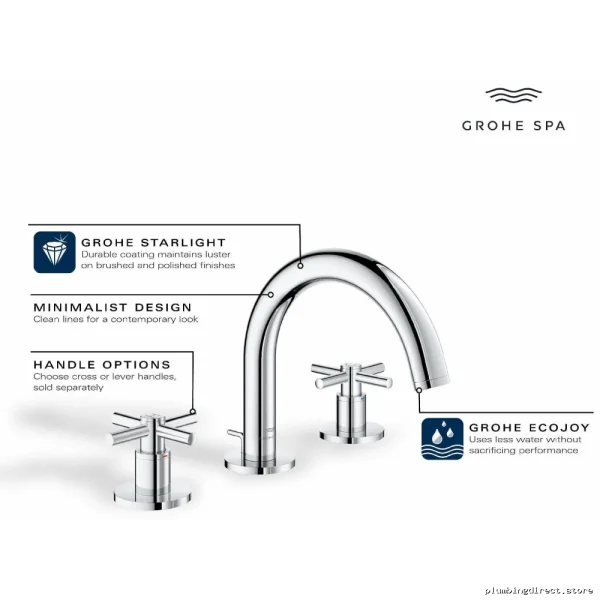 Matte Black Grohe Atrio Widespread 2-Handle Bathroom Faucet 206602430 - Image 2