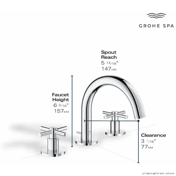 Modern Single Handle Widespread Bathroom Faucet Chrome Grohe Atrio Faucet - Image 2