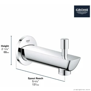 Grohe BauLoop 13287001 Modern Chrome Tub Spout with Pressure Diverter
