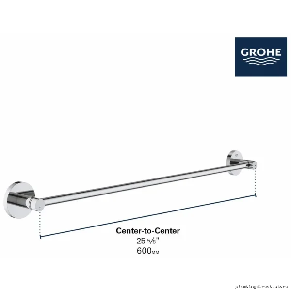 Grohe Brushed Nickel Towel Rail - Chrome Finish & Easy Install - Image 2
