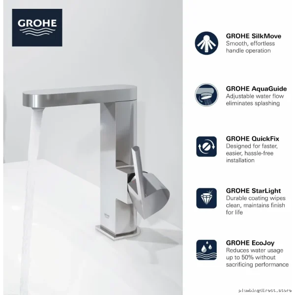 Grohe Brushed Nickel Single Handle Bathroom Sink Faucet 23956EN3 - Image 4