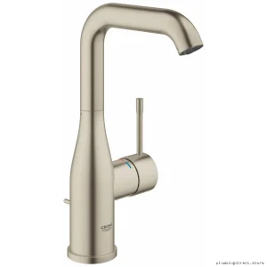 Grohe Brushed Nickel Single Hole Bathroom Faucet - Modern Kitchen Sink Design
