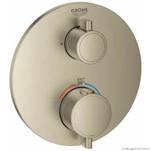 Grohe Brushed Nickel Thermostatic Shower Valve Trim with Diverter