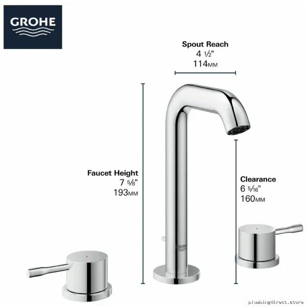 Grohe 20297ENA Essence Widespread Bathroom Sink Faucet in Brushed Nickel - Durable & Stylish Design - Image 2