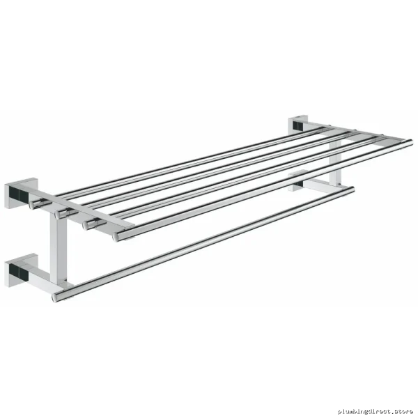 Grohe Chrome Essentials Cube Towel Shelf 23.6 Inch - Bathroom Storage Solution - Image 3