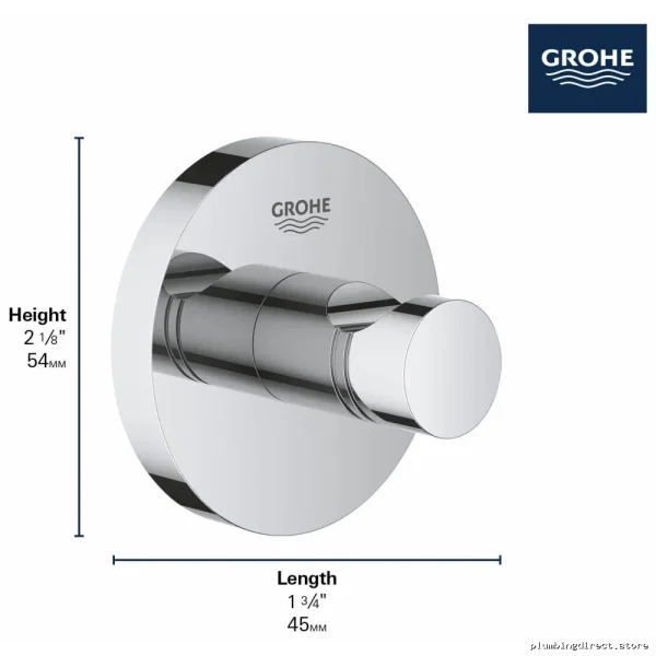 Grohe Chrome Bathrobe Hook - Essential Wall-Mounted Towel Holder - Image 4