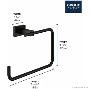 Grohe Chrome Essentials Cube Towel Ring - Stylish Bathroom Accessory 40510001