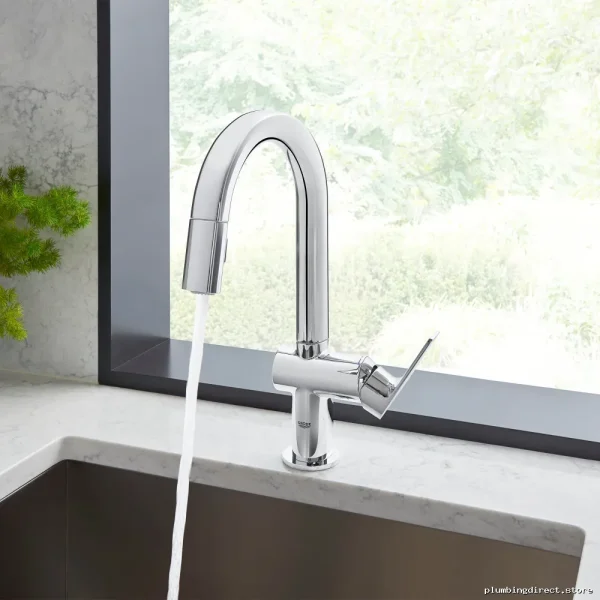 Grohe Chrome Kitchen Faucet with Easy-Pull Spray Head 30377000