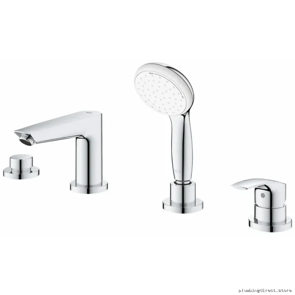 Grohe Chrome Roman Tub Faucet with Hand Shower 4-Hole Trim 25245003 - Image 5