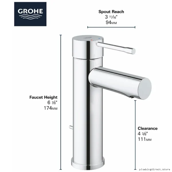 Grohe Chrome Single Hole Bathroom Faucet - Compact S-Size Design 3221600A - Image 3