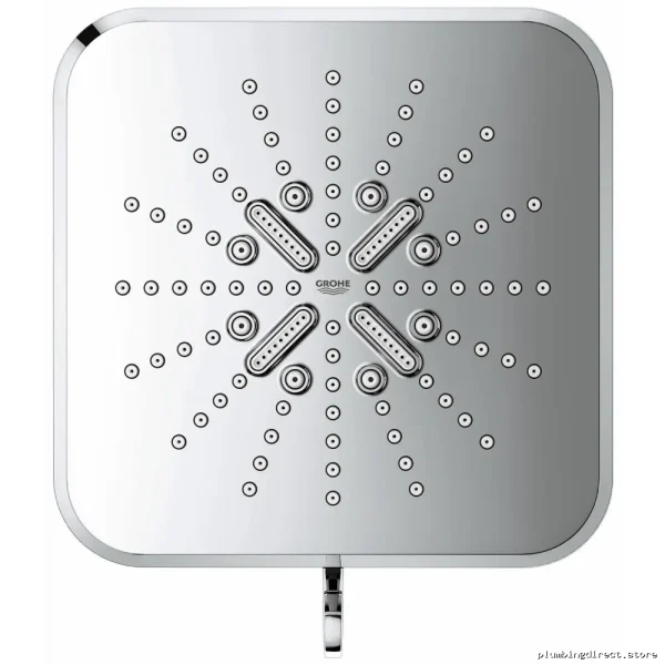 Grohe Chrome SmartActive 6.5 Inch 3-Spray Square Rain Shower Head - Image 5