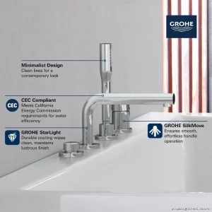 Grohe Concetto 4-Hole Roman Tub Filler Trim with Hand Shower - Brushed Nickel