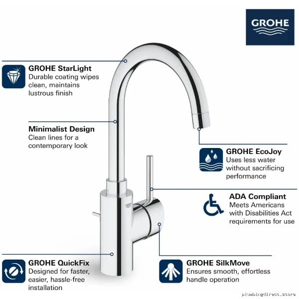 Grohe Concetto Single-Hole Bath Faucet in Starlight Chrome - Image 2