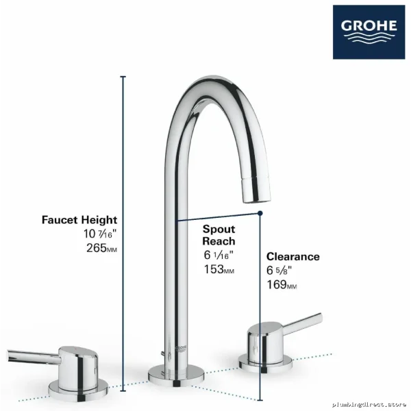 Grohe Concetto Chrome Widespread Bathroom Faucet - Modern Design - Image 3