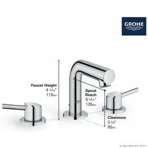 Grohe Concetto Widespread Bathroom Faucet Brushed Cool Sunrise Finish GN1