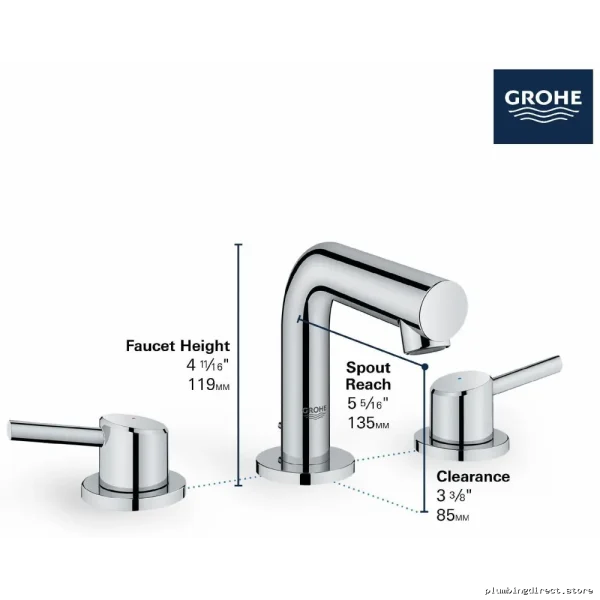 Grohe Concetto Widespread Bathroom Faucet Brushed Cool Sunrise Finish GN1