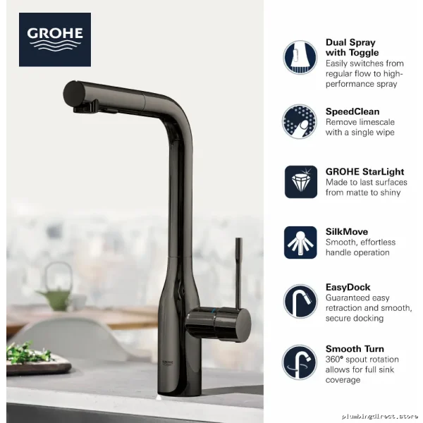 Grohe Brushed Cool Sunrise 30271GN0 Kitchen Faucet with Easy-Pull Spray Head - Image 4