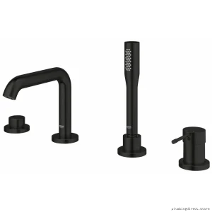 Grohe Essence 4-Hole Deck Mount Tub & Shower Faucet with Handheld Shower in Matte Black